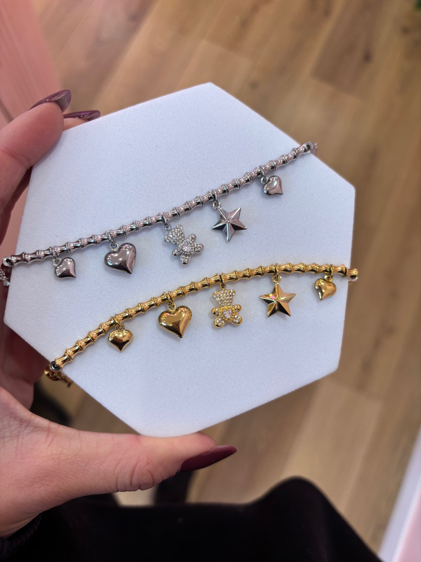Bracciale Orsetto Cuori e Stelle