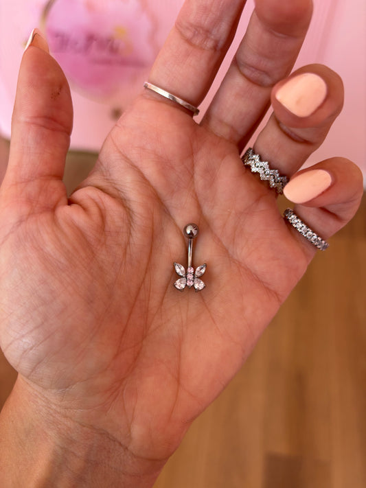 Piercing Ombelico Farfallina Rosa