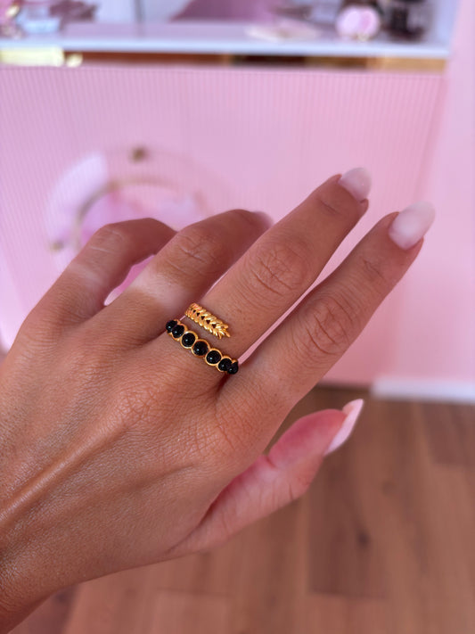 Anello Foglie Nero