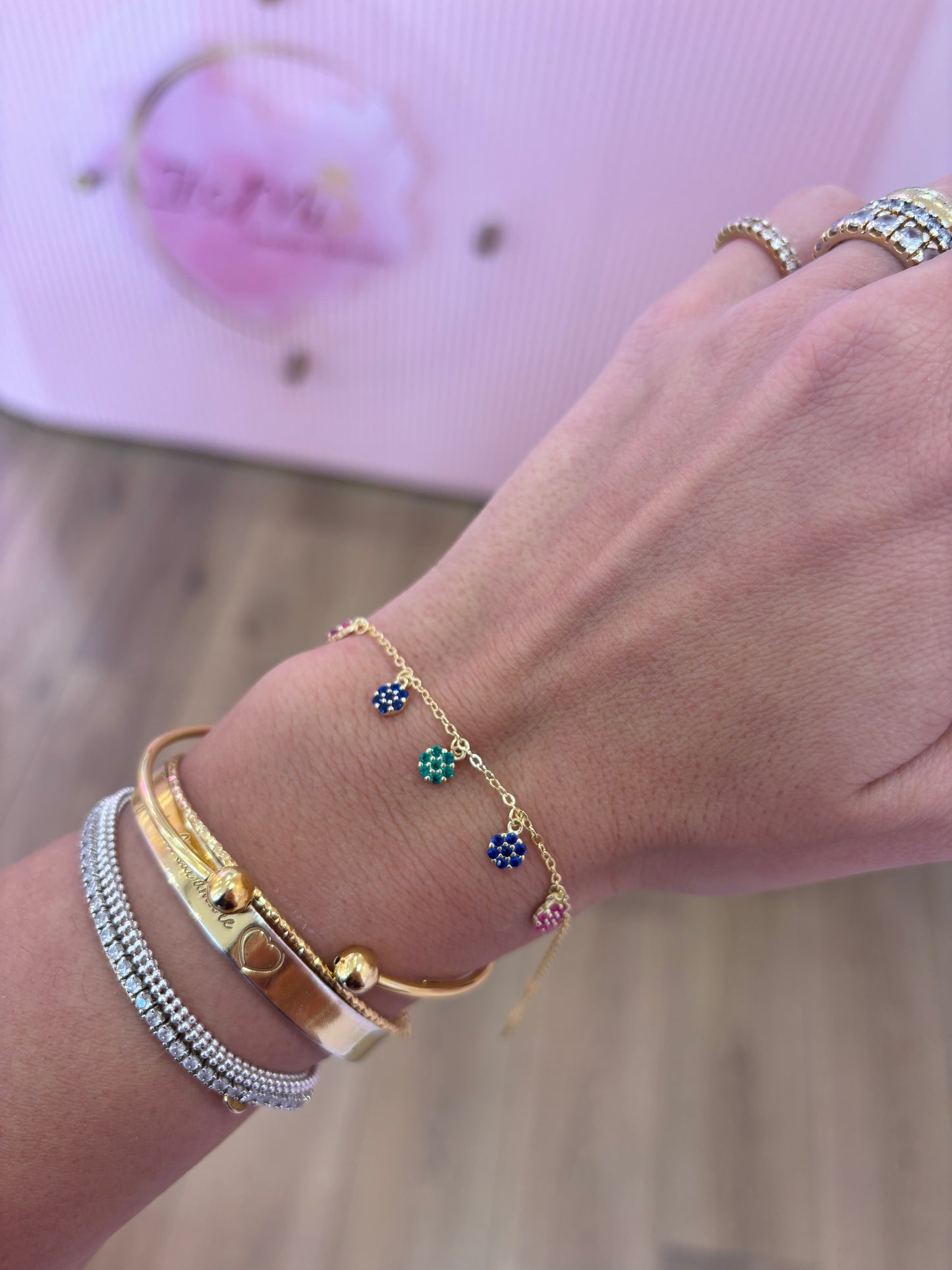 Bracciale Fiore Tondo Pendente