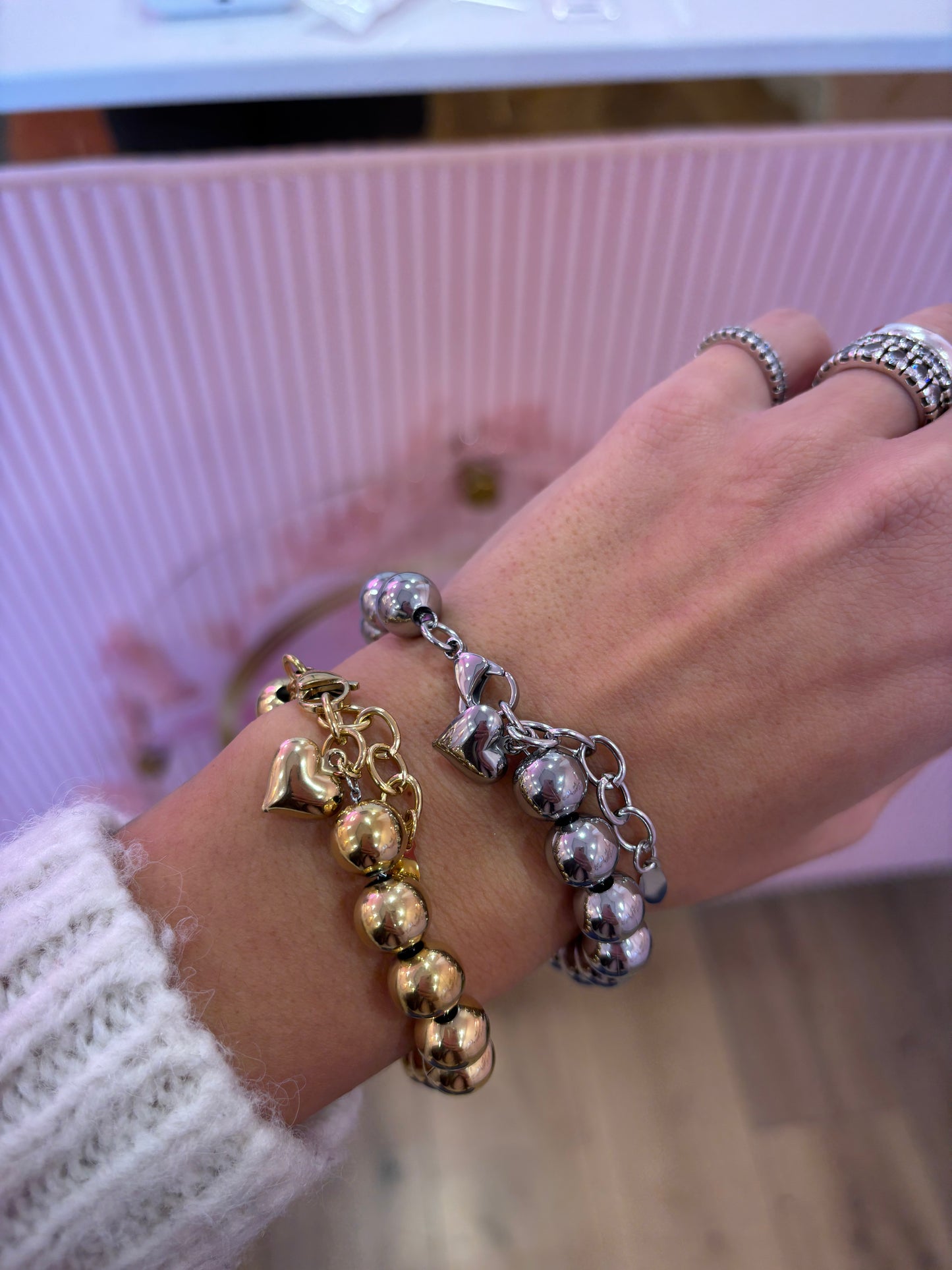 Bracciale Sfere e Cuoricino