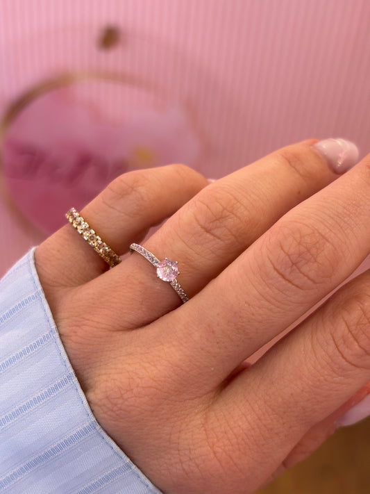 Anello Solitario Rosa