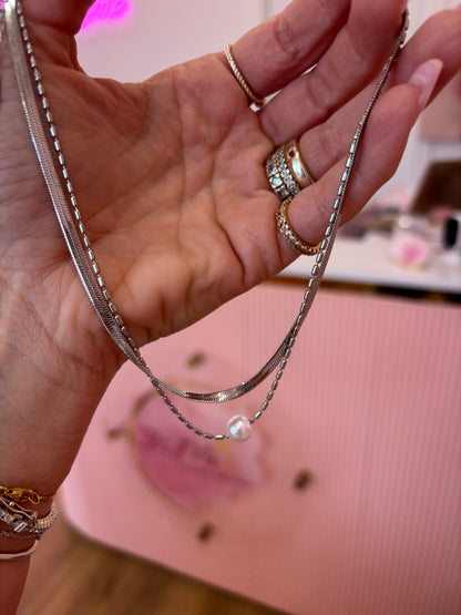 Collana Doppio Filo Perla