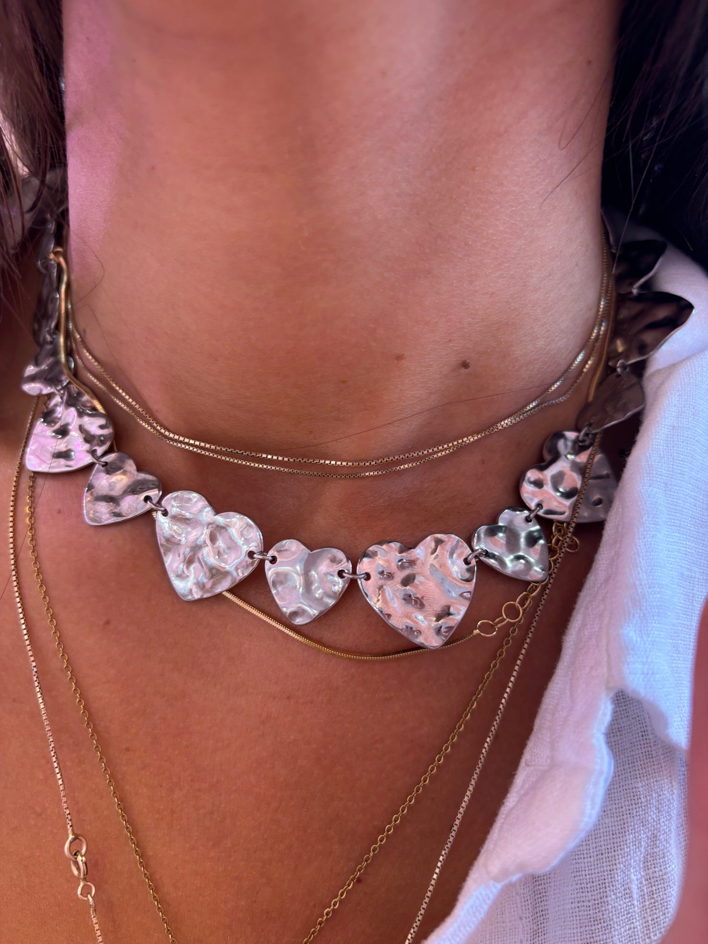Collana Cuori Martellati
