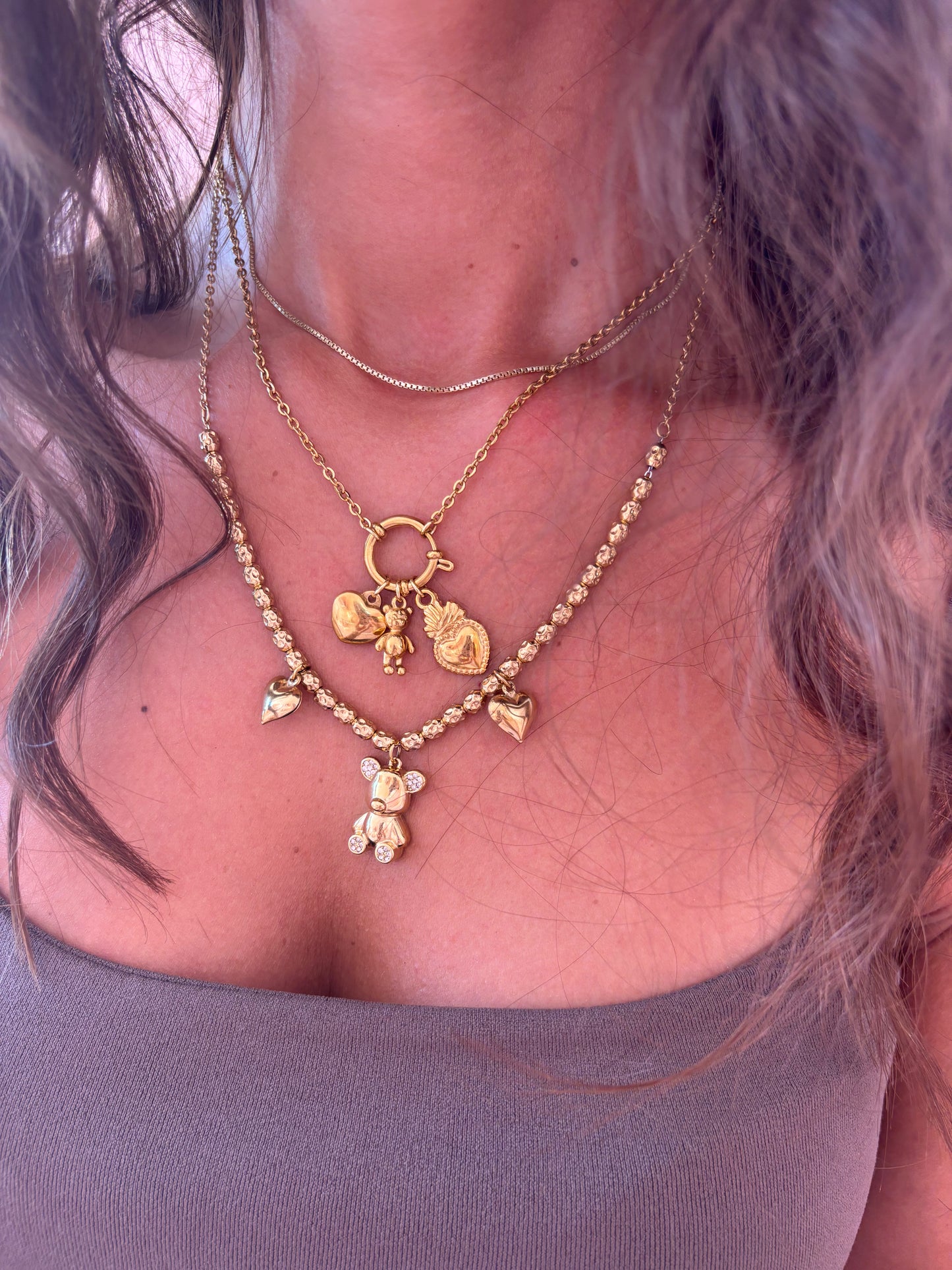 Collana Ciambellina Cuori & Orsetto